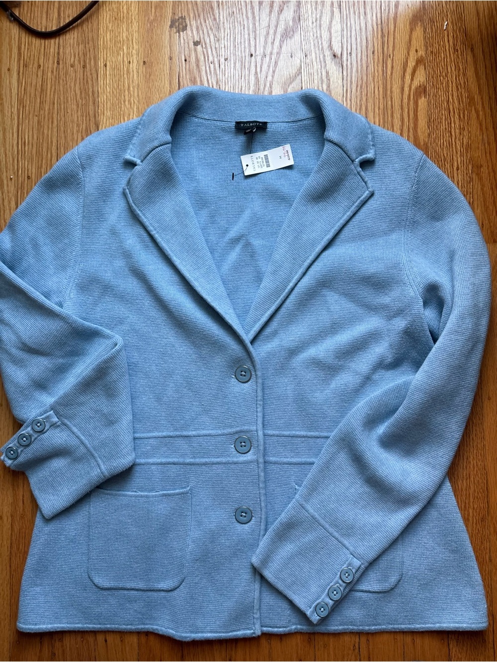 Talbots Powder Blue Knit Blazer Cardigan NWT